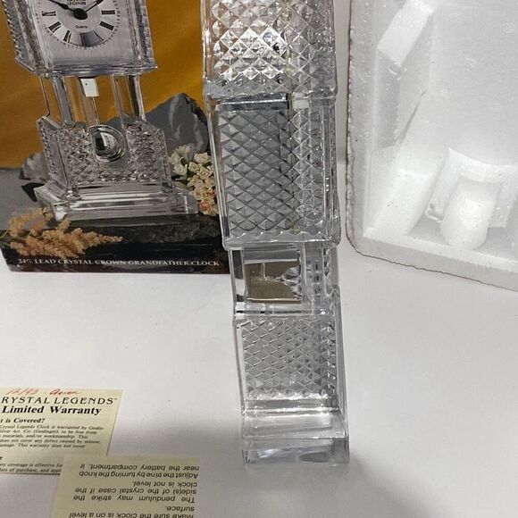 Crystal Legends By Godinger Clear Crown Grandfather Shelf Clock OS - Picture 8 of 10